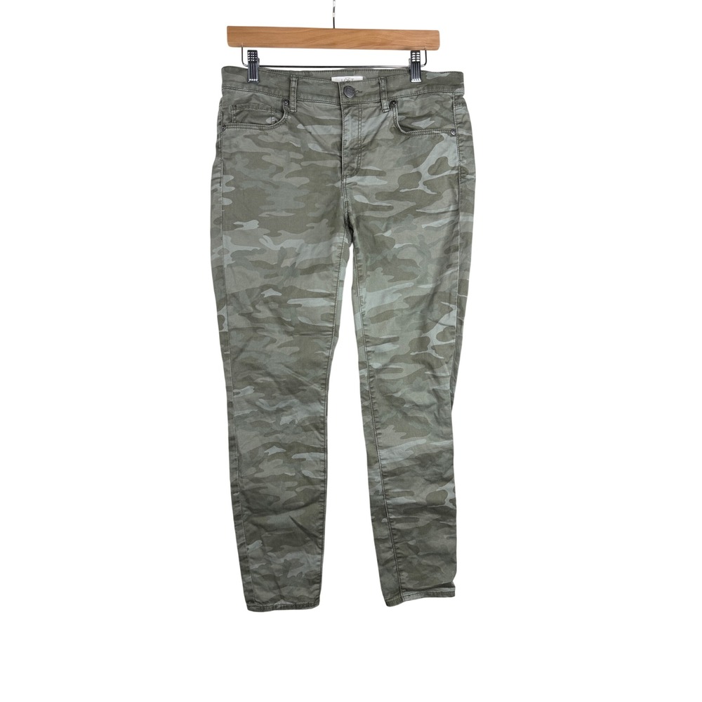 Loft Marisa Camouflage Skinny Pants size 6 Green